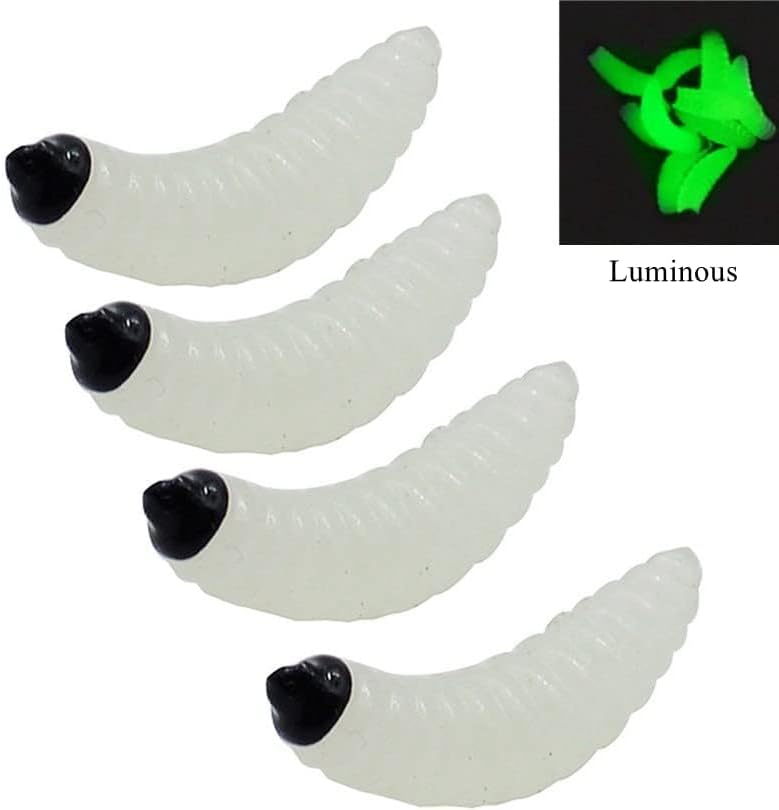 OriGlam 100pcs Soft Silicone Maggot Worm, Soft Artificial Bread Worm Fishing Lure, Biomimetic Earthworm Lures Worm Fishing Lures Simulation Bait Fake Worm - Image 5